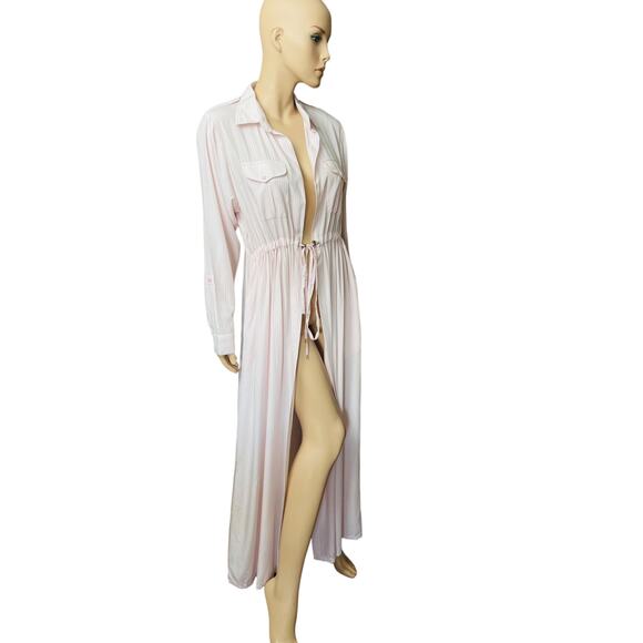 New AAB Stripes Maxi Tunic Dress Sz XL 100% Cotton New with Tag Tie on the Waist - Picture 10 of 14